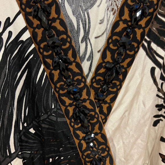 Hale Bob silk wrap dress feather pattern Small - Picture 4 of 8